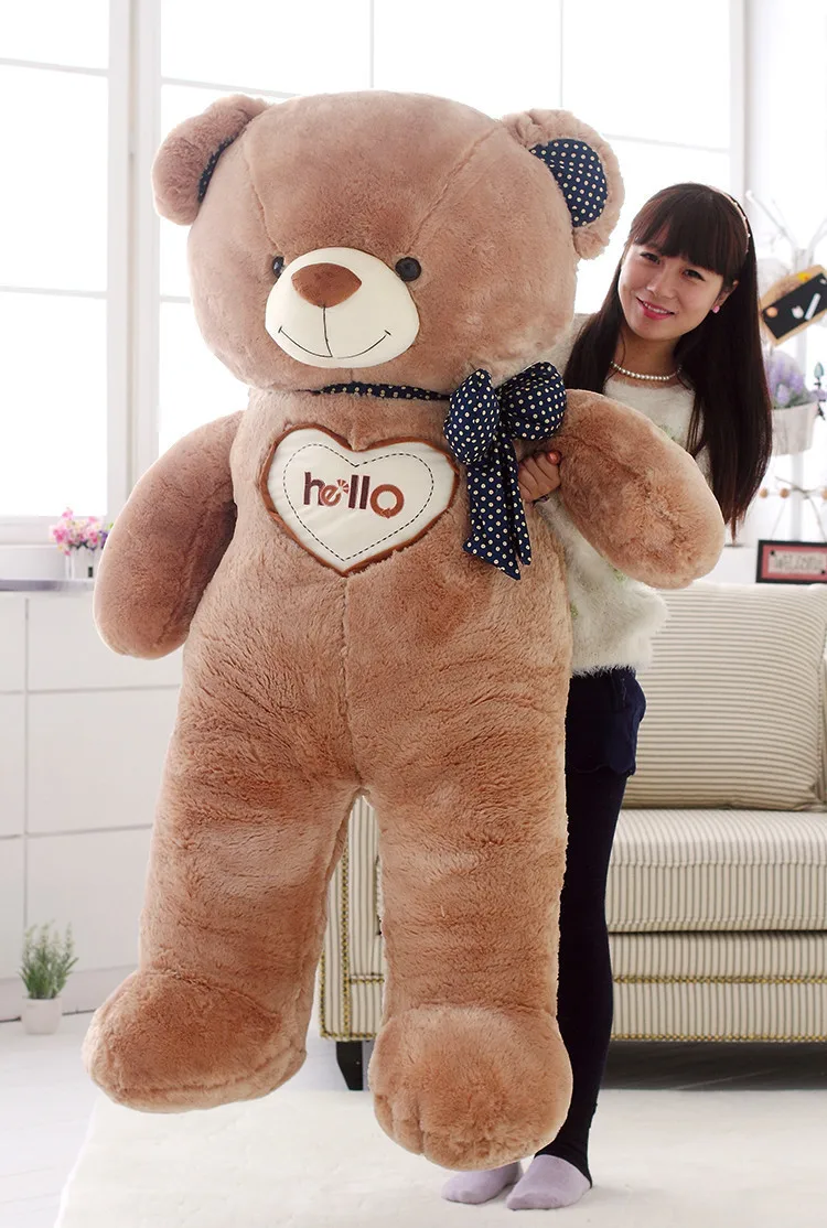 

huge toy "hello" teddy bear plush toy love bowtie bear doll soft hugging pillow, creative Christmas gift b7063