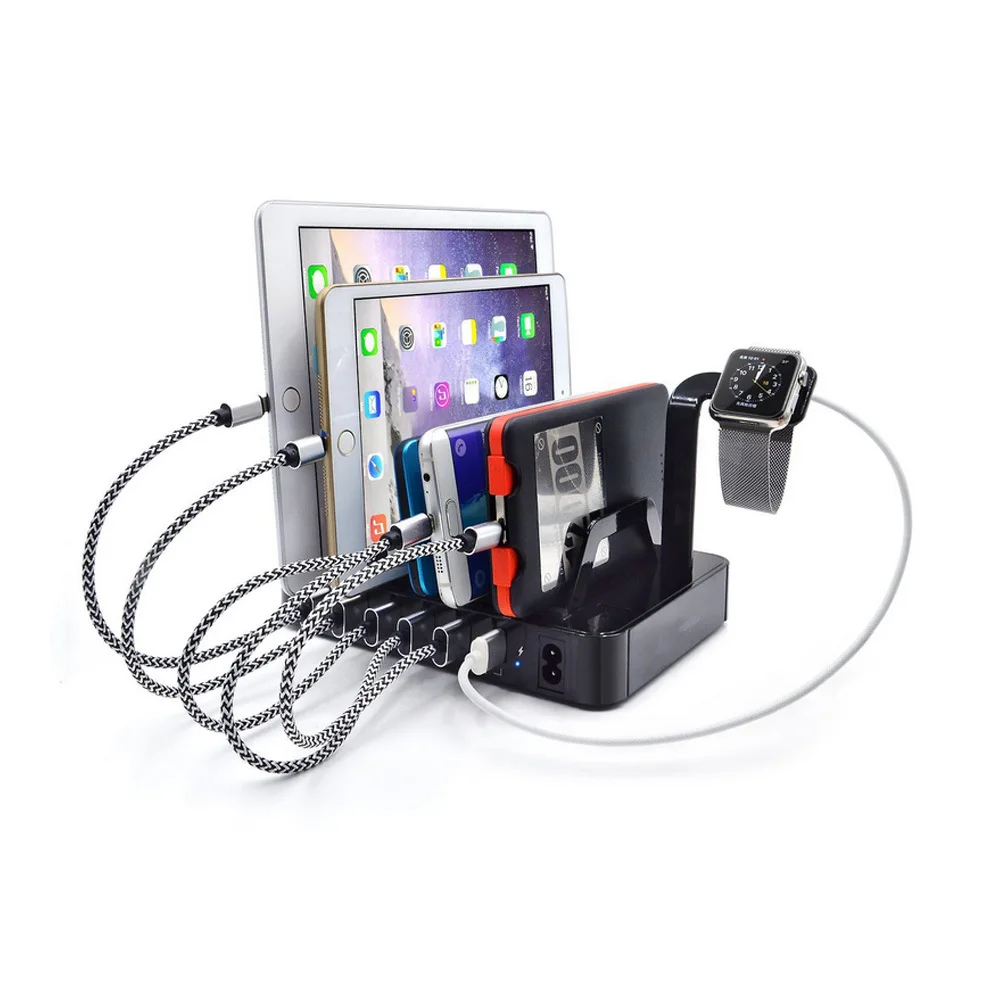 6 Ports Desktop USB Charger Multi-Function 10A Charging Station Dock With Stand Plug For Cell Phone Samsung iPhone HTC