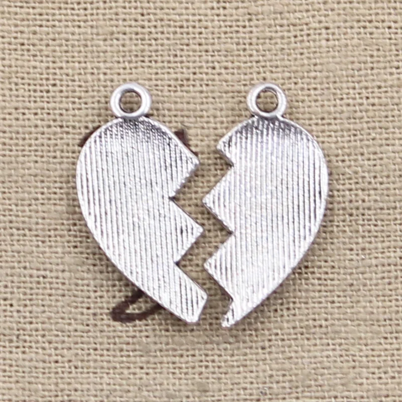 12pcs Charms Heart Mother Daughter Puzzle 21x21mm Antique Silver Color Pendants Making DIY Handmade Tibetan Silver Color Jewelry