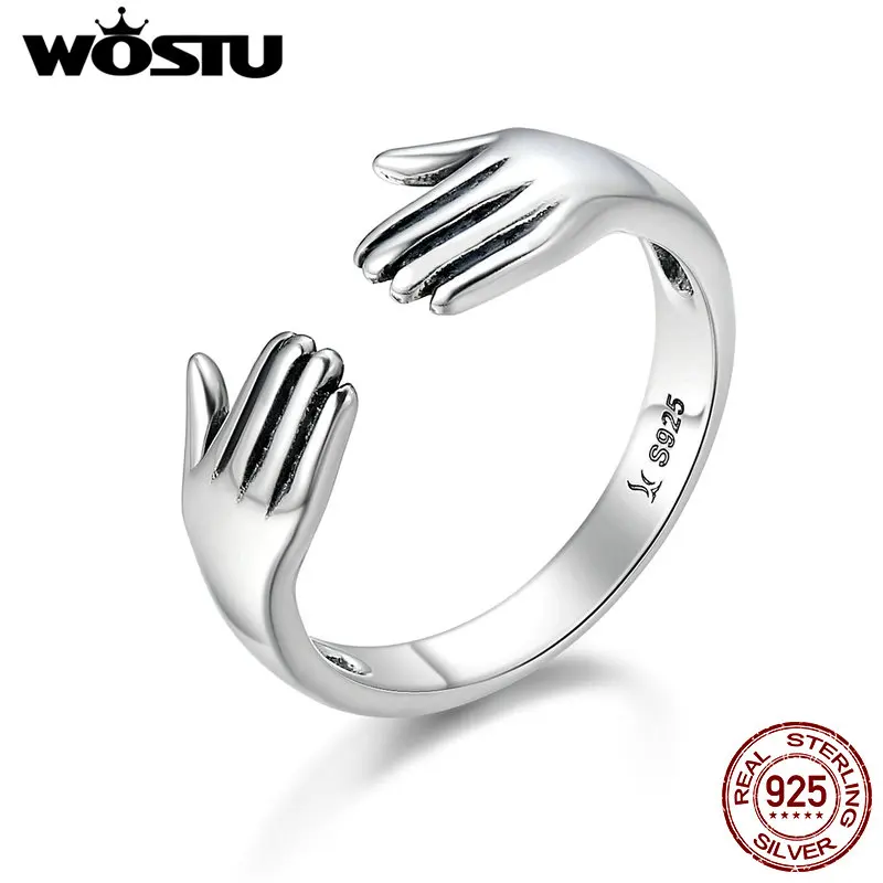 WOSTU 925 Sterling Silver Embrace The Future Adjustable Rings For Women Authentic Fine Jewelry New Year Gift For Lover CQR136