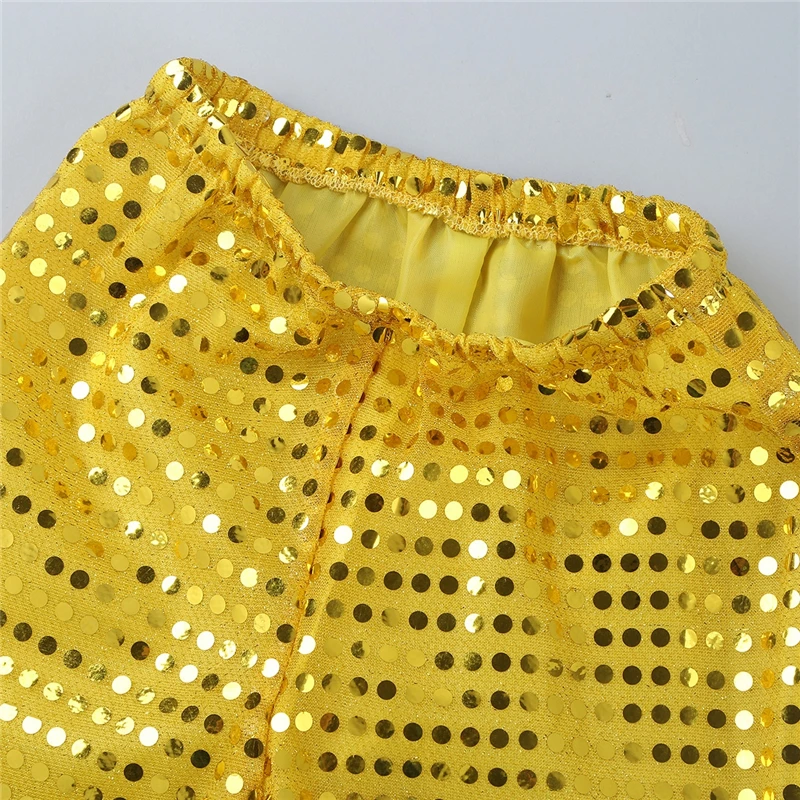 Child Boys Girls Shiny Sequins Dance Pants Trousers for Hip-hop Performance Kids Jazz Stage Performance Street Dance Costumes