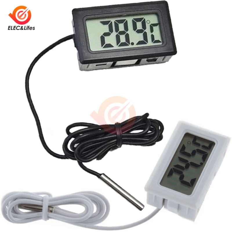 Embedded Electronic Digital Thermometer mini digital LCD Temperature Meter with 1m Probe cable temperature Sensor Tester