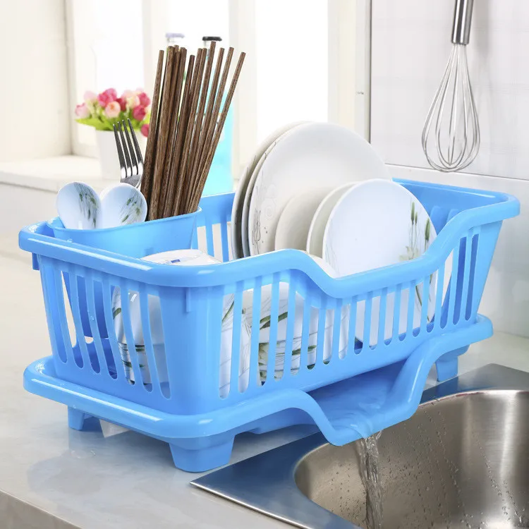 1PC Home Washing Holder Basket PP Great Kitchen Sink Dish Drainer Drying Rack Organizer Green Blue Pink White Tray OK 0083