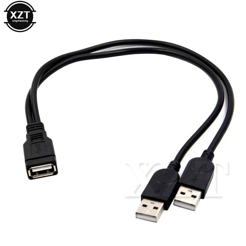 وصلة USB 2.0 ذكر إلى USB أنثى 2 مزدوج مصدر طاقة USB أنثى الخائن تمديد كابل HUB تهمة للطابعات