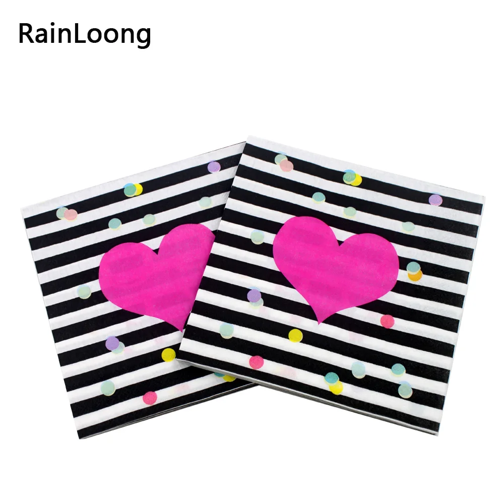 [RainLoong] Wedding Paper Napkins Love Print Beverage Party Tissue Napkins Decoration Serviettes 33*33cm 1 pack (20pcs/pack)