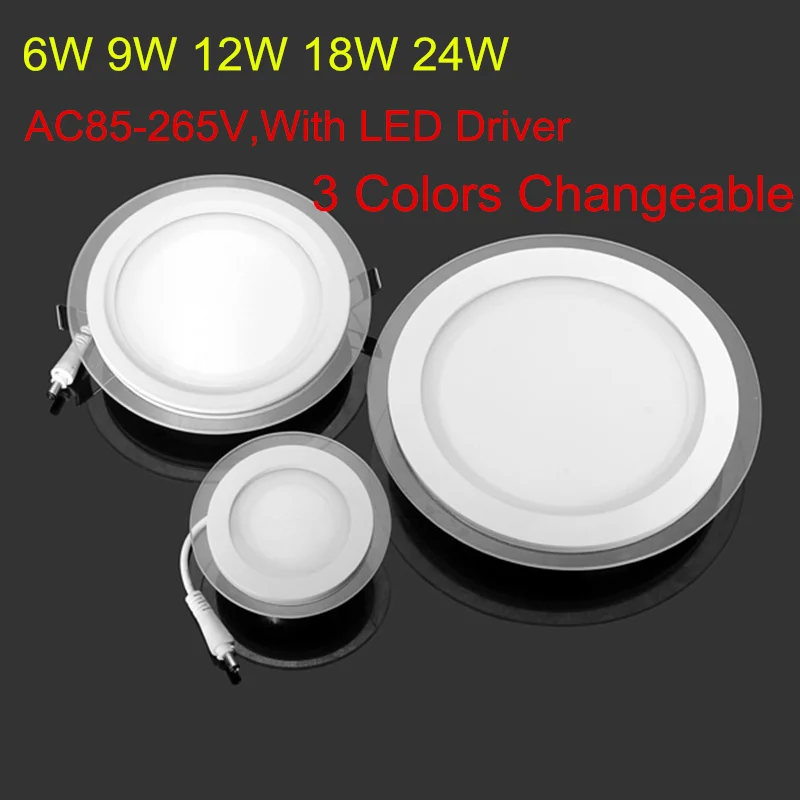 

6W 9W 12W 18W 24W 3 Colors Changeable Round LED Downlight AC85-265V Warm/Natural/Cold White LED Ceiling Panel light