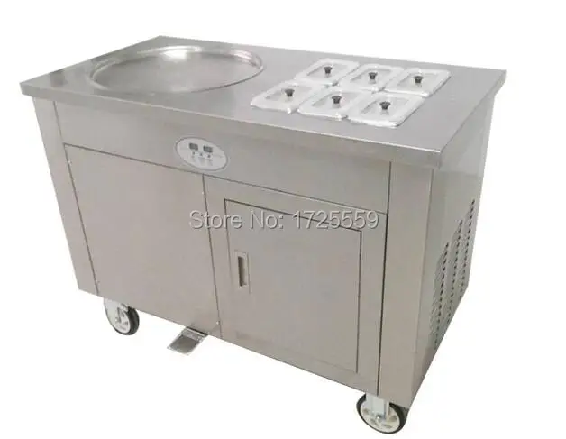 45cm single pan fried ice cream rolled machine thailand Flat fry Fried Ice Cream roll Machine With 6 Cooling Storage Barrel