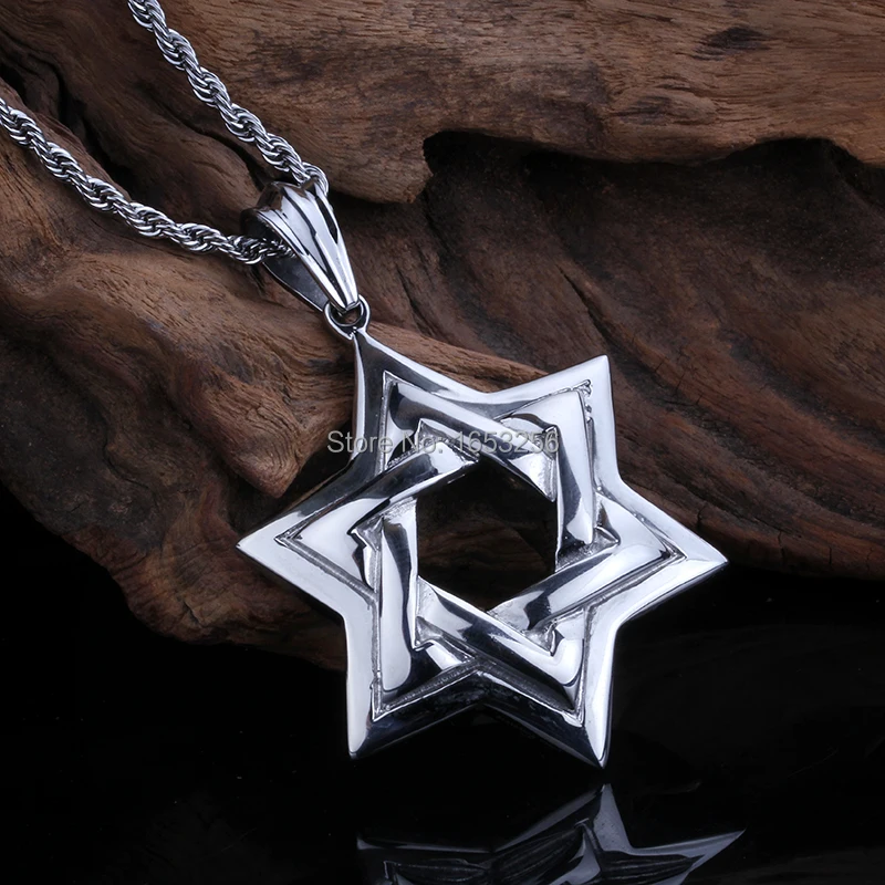 

5pcs Wholesale Large 48mm Biker Casting Religious star of David Pendant stainless steel jewelry without chain