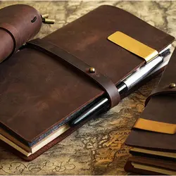 Junetree Handmade Cowhide Vintage Notebook Journal Blank Leather Cover Diary genuine leather  travel diary Sketchbook Planner