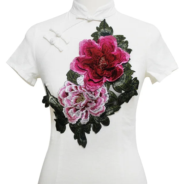 1piece Big Peony 3D Flower Lace Embroidery Applique Large Pacth Repair Fabric Motif Clothing Decorated Sewing Accessories T2581
