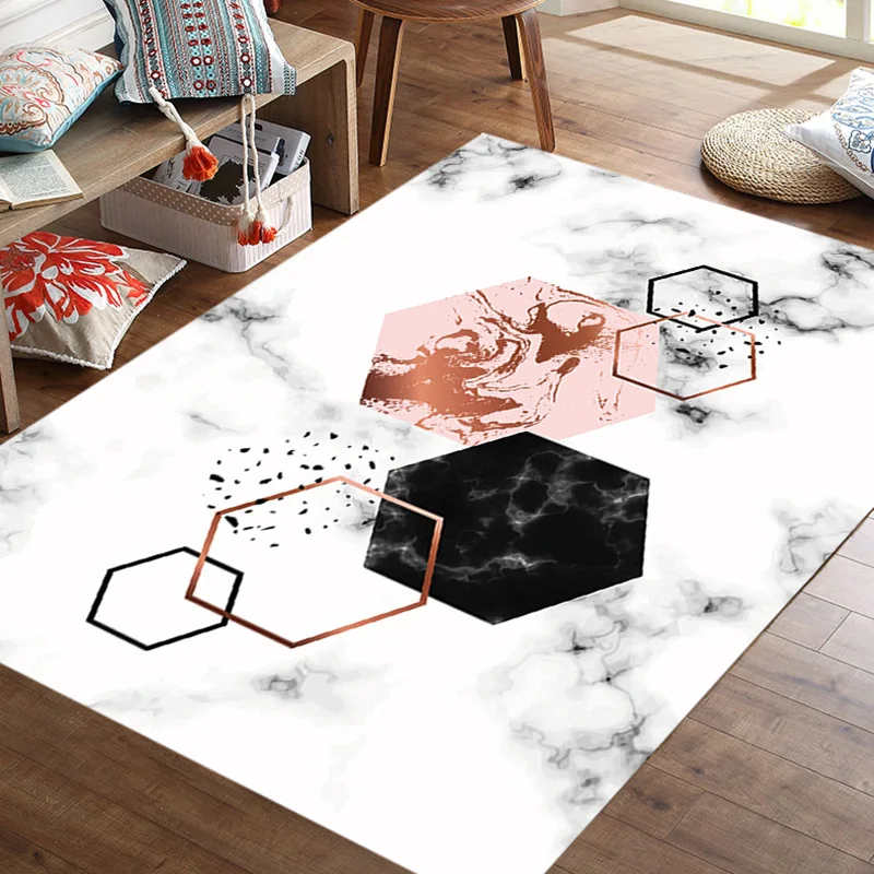 European style marble pattern Thicken carpet Flannel living room coffee table mat Nordic style tatami Rectangle Rugs and Carpets