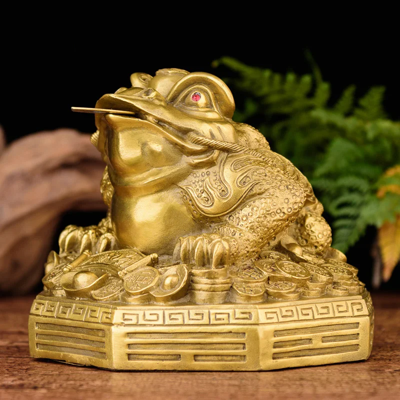 

Brass Feng Shui Money Frog (Three Legged Wealth Frog or Money Toad) Statue,Feng Shui Decor