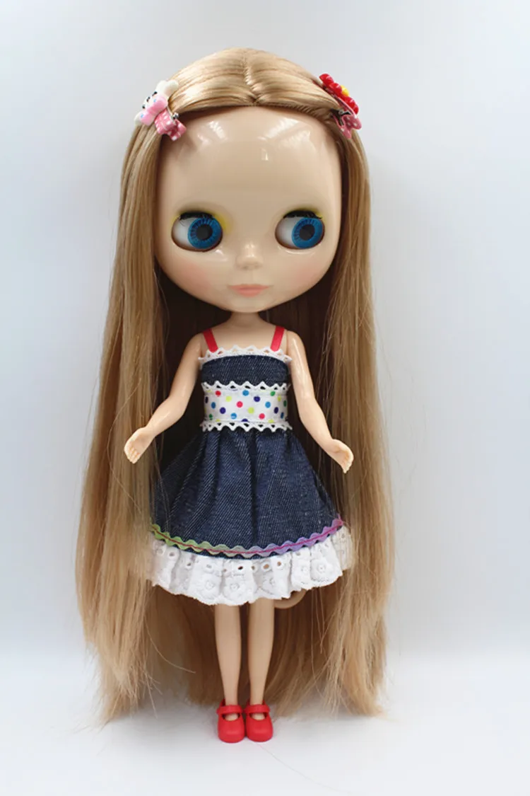 

Blygirl Blyth doll Gold straight hair doll NO.15ABL350 ordinary body 7 joints body skin white