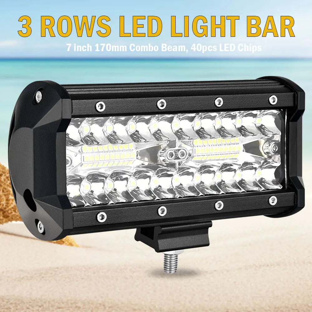 2PCS 6.5 inch Led Light Bar Led Work light Led Bar for Off Road 4x4 4WD ATV SUV Driving Motorcycle Truck Rated 120W Actual 25W