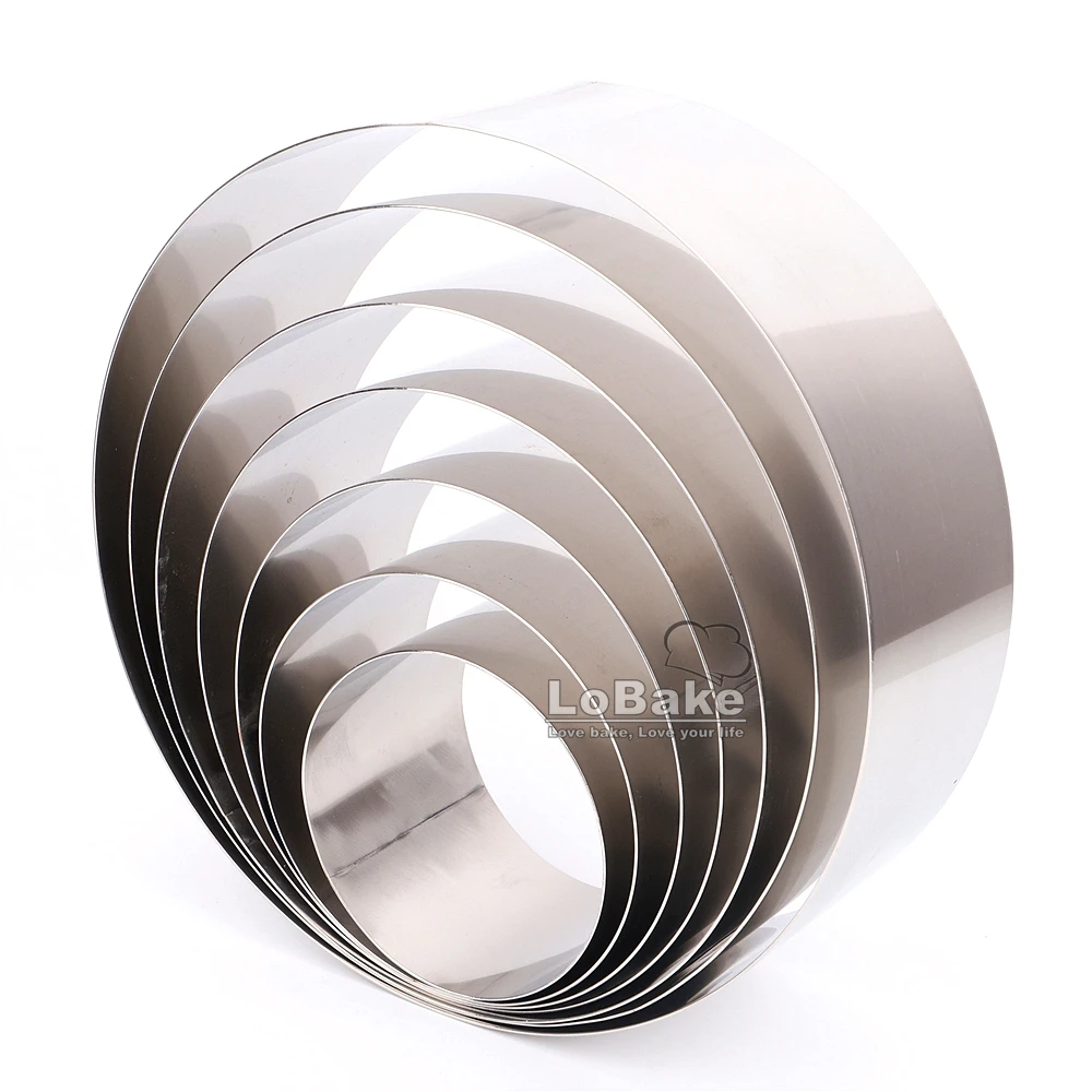 8cm height 4 - 10 inches smooth round shape stainless steel mousse ring plain cake mold cheese baking mould cakes DIY bakery