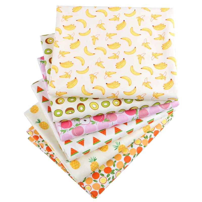 Nanchuang 6Pcs/Lot Fruit Series Cotton Fabric Patchwork Cloth For Quilting Tissue Needlework Materials For Baby&Children 20x25cm