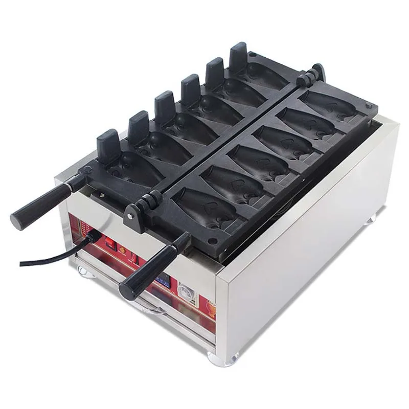 Newly Electric 6 Pieces  Teeth Shaped open mouth Ice Cream Waffle Cone Making Machine