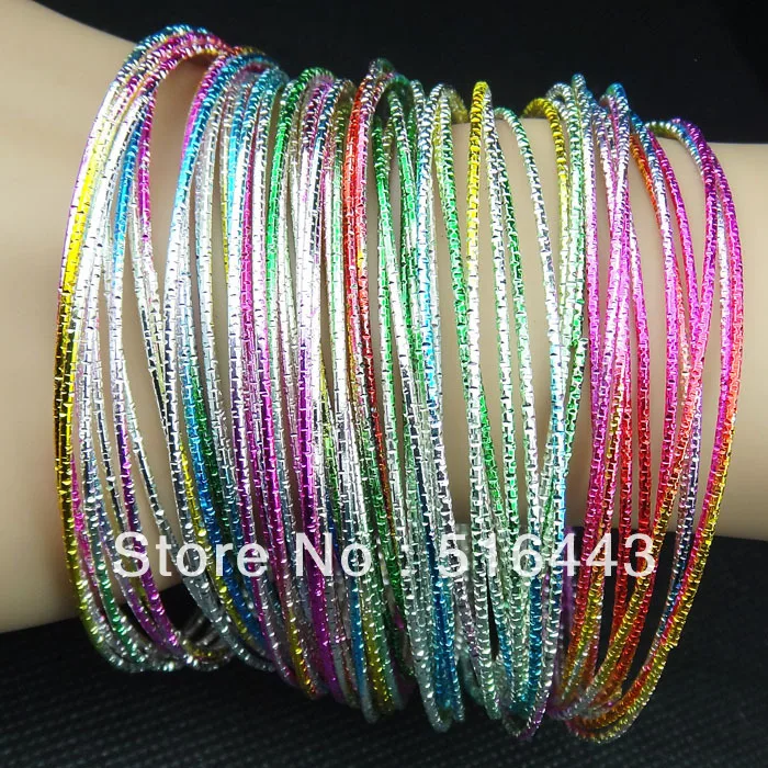 Hot Sale 60pcs Colorful Womens Charms Enamel Frosted Bangles Bracelets Wholesale Fashion Jewelry A-239