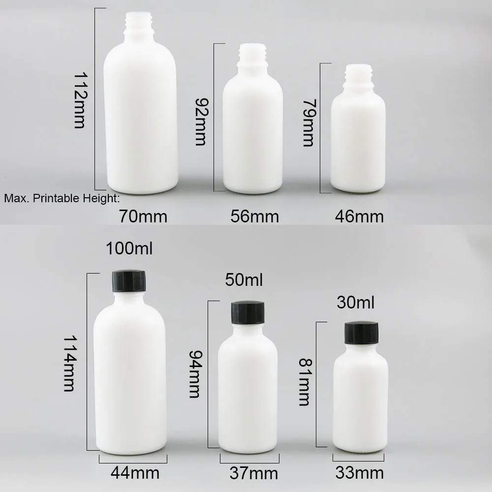 10x30 ml 50 ml 100 ml Nagellak witte Jade Glazen Fles Met Zwarte Borstel Voor Vloeibare Reagens pipet Fles Cosmetische Container