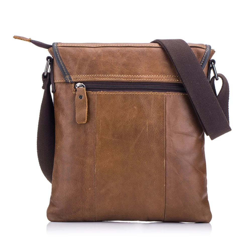 Bolso de hombro de cuero genuino para hombre, bandolera con solapa de moda, marca famosa