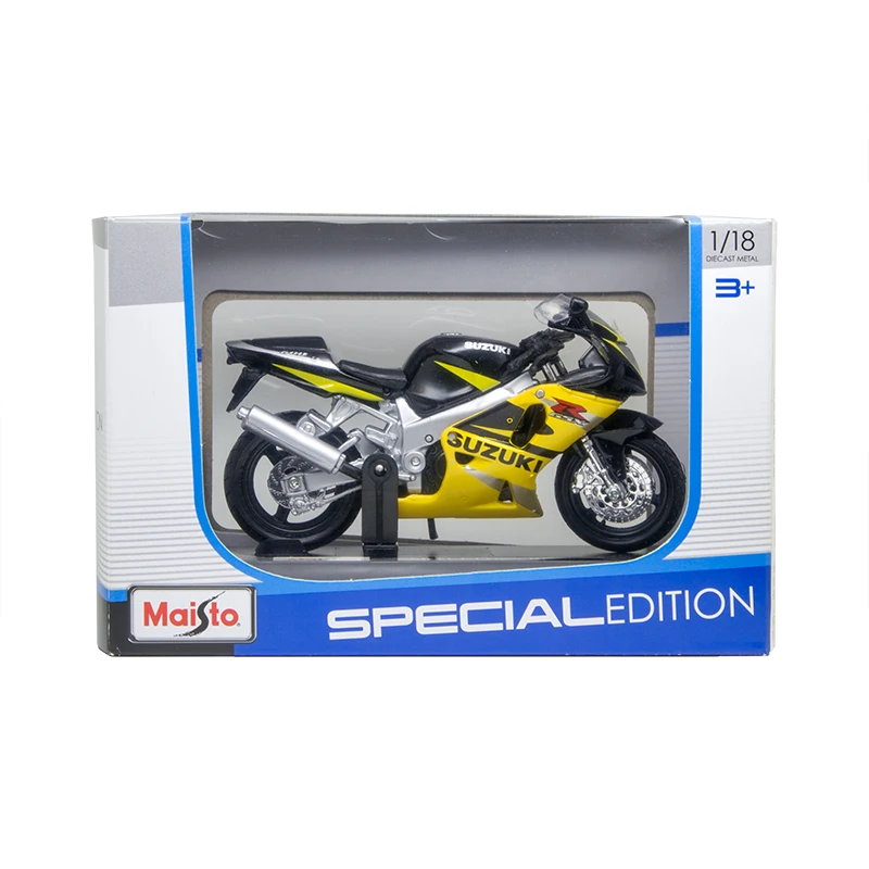 Maisto 1:18 Suzuki GSXR600 GSX R600 Yellow Motorcycle Models Diecast Moto Miniature Race Toy For Gift Collection