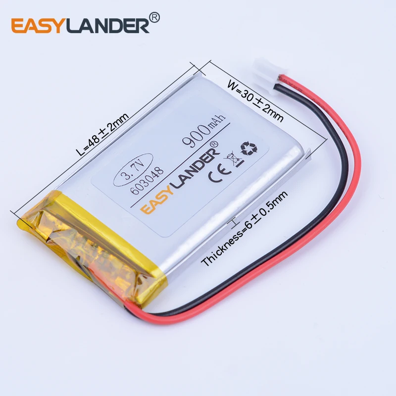 603048 3.7V 900mAh Rechargeable li-Polymer Li-ion Battery For gaming Mouse  MP3 MP4  GPS PSP  DVR PDA LED Lampe speaker 063048