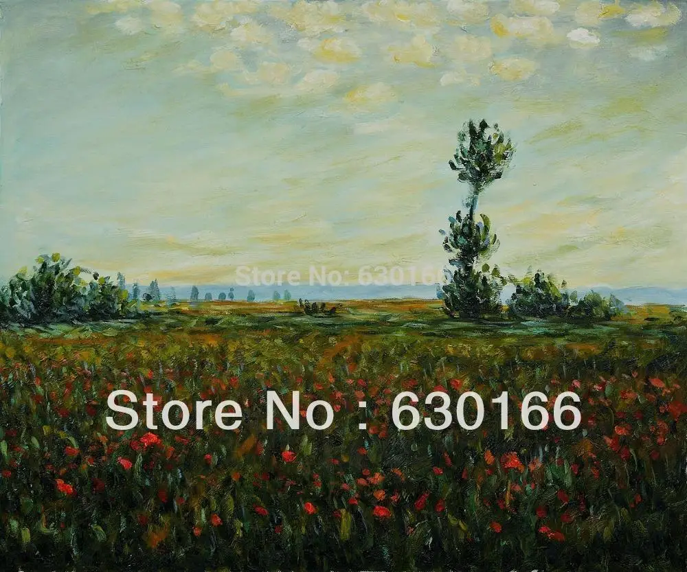 

The Fields of Poppies by Claude Monet Canvas Oil Paintings Landscape Wall Arts Famous Oil Reproductions Handpainted