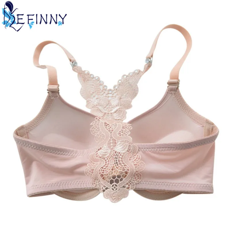 Newest Sexy Women Front Closure Adjustable Y-line Straps Racerback Push Up Bra Flower Charming Underwear Lace Lingerie