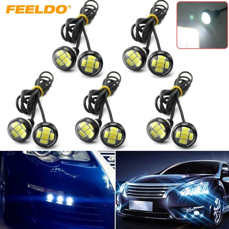 FEELDO 10pcs White 4W 23mm Lens Ultra-thin 5630 6SMD LED Eagle Eye Tail light Backup Rear Lamp DRL Light  #CA1424