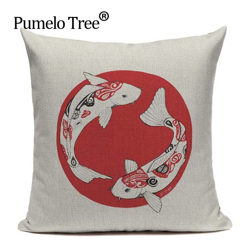 Funda de almohada de lino con estampado japonés, cubierta de cojín de decoración Vintage, Kimono Fuji, chica, mar, decoración del hogar, sofá