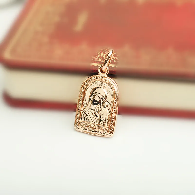 Traditional Pendants Church 585 Rose Gold Color Jewelry Eastern Orthodox Crucifix Men Women Necklace Pendant