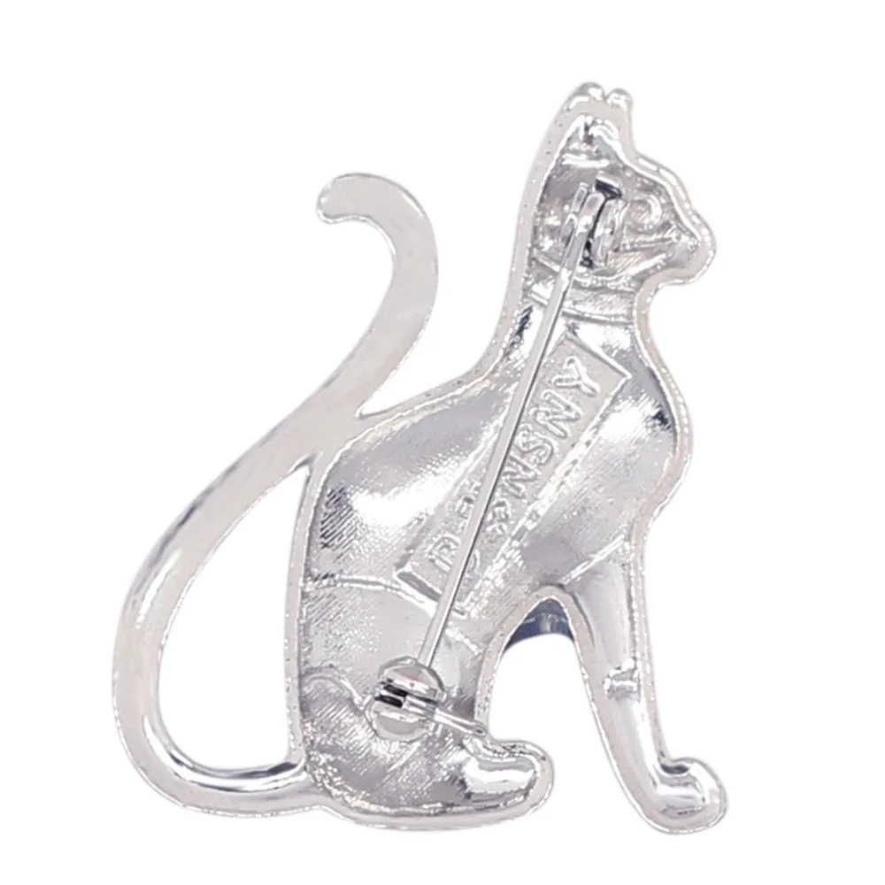 Bonsny Alloy Enamel Elegant Cat Brooches Clothes Suit Scarf Decoration Jewelry Pin For Women Girls Ladies Pet Lovers Gift Bijoux