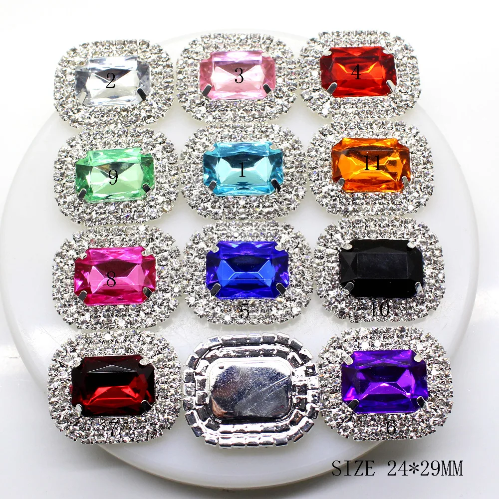 ZMASEY NEW HOT 5PCS/LOT 24*29mm Mix Color Deluxe Double Row Rhinestone & Acrylic rhinestone Cluster,Rhinestone Buckle