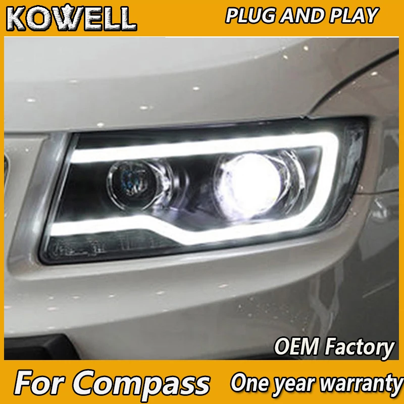 

KOWELL Car Styling for JEEP Compass 2011-2015 LED Headlight for Compass Head Lamp LED Daytime Running Light LED DRL Bi-Xenon HID