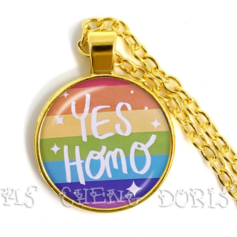 متعددة الطبقات الملونة المثليين المثليات LGBT قلادة القلائد قوس قزح العلم ثنائية فخر قلادة الزجاج والمجوهرات جديد وصول