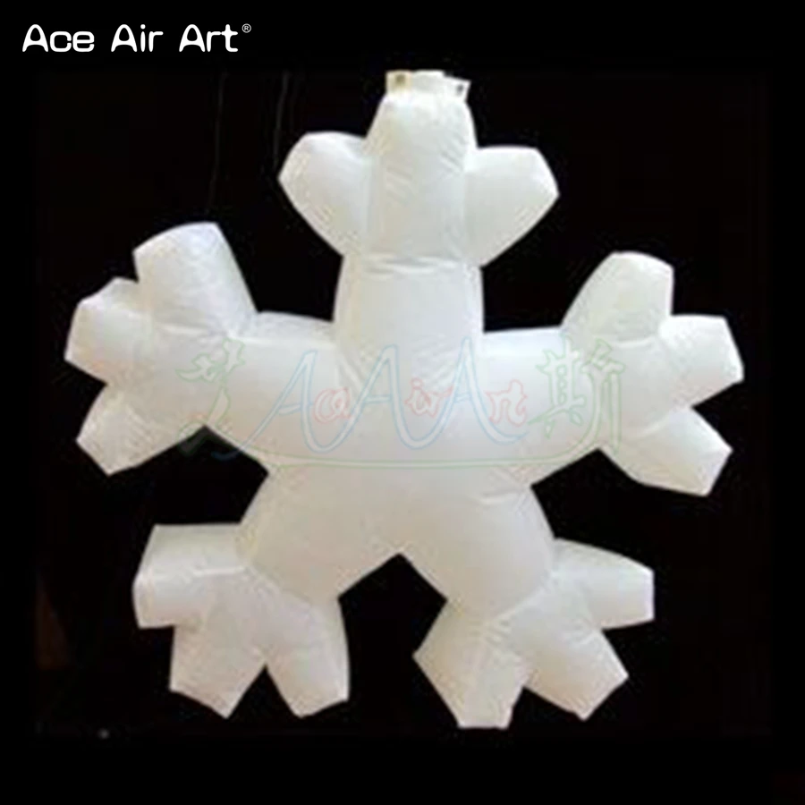 Amasing Multi Colored Led Lights Unit Inflatable Snowflakes Glow Natural Model Suspend Decoration for Christmas and Indoor Party