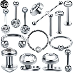 1pc G23 Titanium Piercing Micro Dermal Micro Dermal Crystal Horseshoe Ring Belly Button Navel Rings Body Jewelry