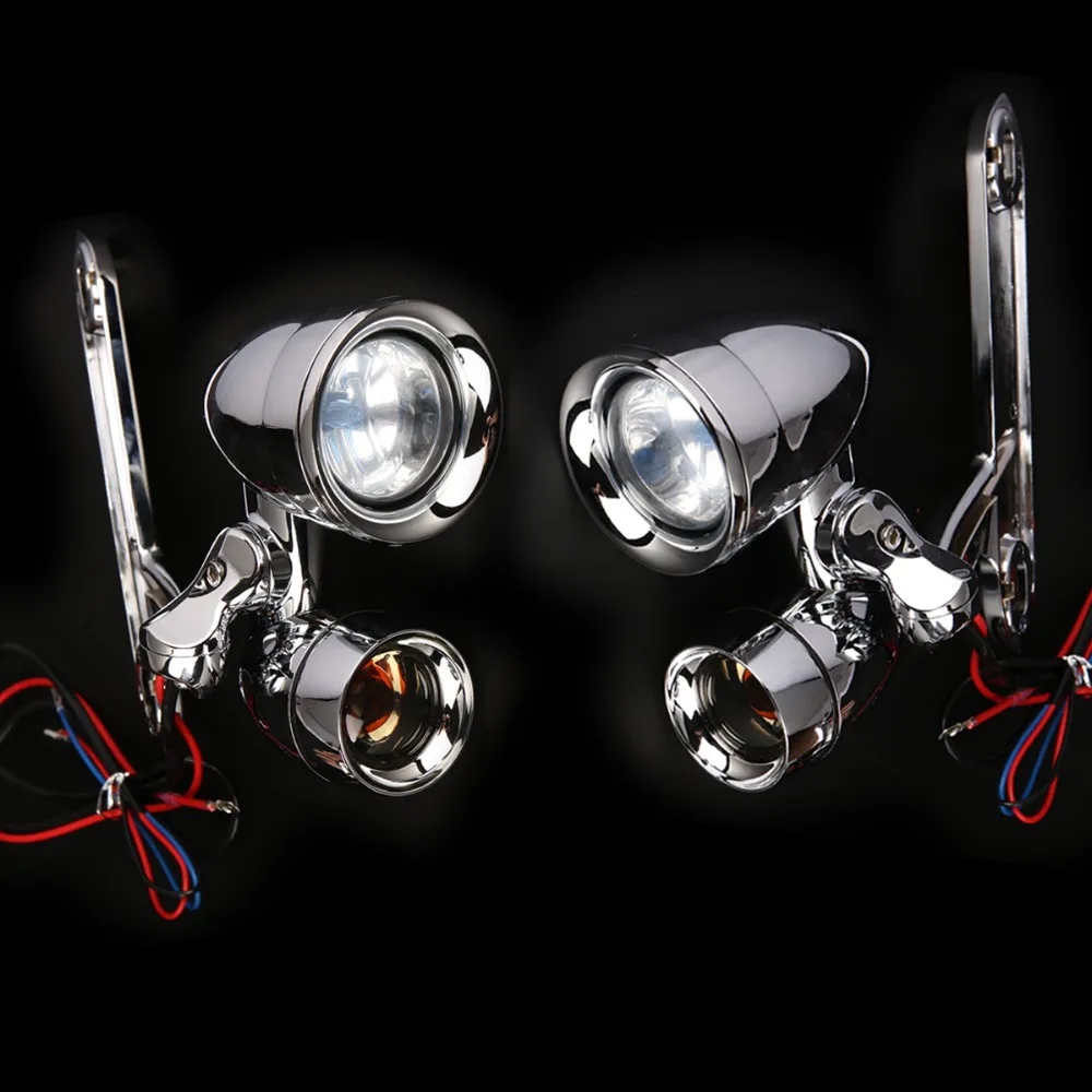 New Chrome Fairing Mounted Driving Lights With Smoked Turn Signals For Harley 96-13 Street Glide&96-18 Road King FLHR Models