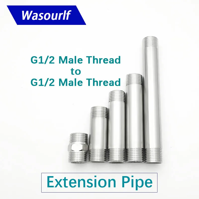 

WASOURLF Extension Pipe G1/2 to G1/2 Male Thread Extended Tube Straight Wall Mounted Shower Stainless Steel Material Pipeline