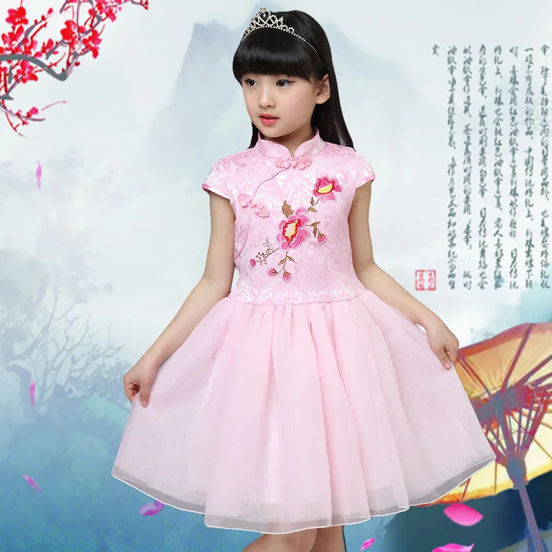 Children's performance costumes Chinese national wind festive costumes Girls Princess Chiffon Skirt Dress