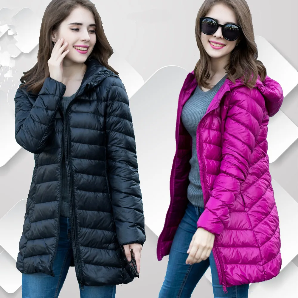 

New Winter jacket Woman's Outerwear Slim Hooded Down Jacket Woman Warm Down Coat Women Ultra Light White Duck Down Parkas W00785