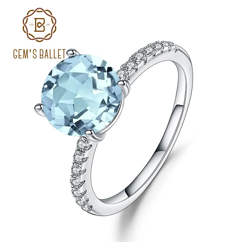 

Gem's Ballet 3.45Ct Natural Sky Blue Topaz Ring 925 Sterling Silver Fashion Solitaire Wedding Rings For Women Fine Jewelry