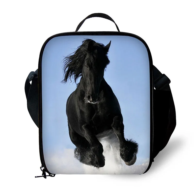 Trendy Printing Animal Fine horse Lunch Bag Men Food Thermal Bag Small Zoo Lunchbox for Boys Children Lancheira Picnic Bag