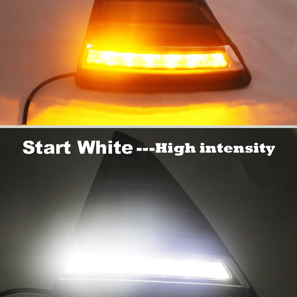 1 Pair Car styling Turn Signal Yellow Car LED DRL Daytime Running Lights replace Fog Lamp Frame for Ford Focus 3 MK3 2012~2014