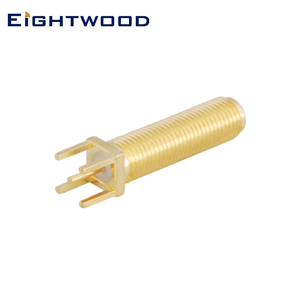 Eightwood 5PCS SMA Jack Female Socket RF Coaxial Connector Adapter Thru Hole Vertical PCB Mount Long Version Customized Straight