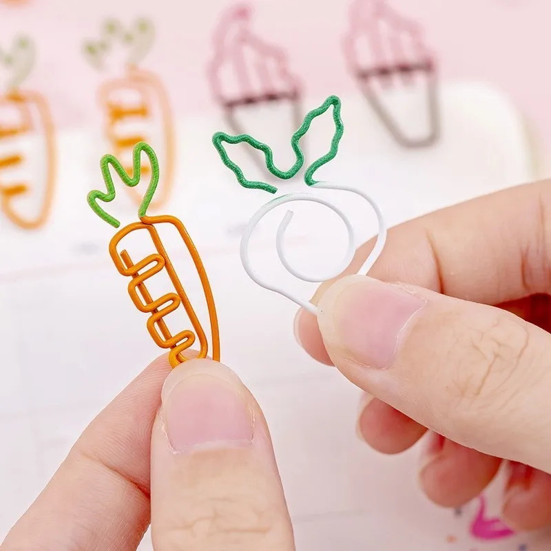 10 Pieces Lytwtw's Cartoon Creative Carrot Metal Office School Supplies Cute Paper Clips Gift