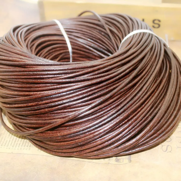 2meter 1-8mm Retro Brown Real Genuine Leather Cord Round Flat Rope String For DIY Necklace Bracelet Jewelry Making Accessories