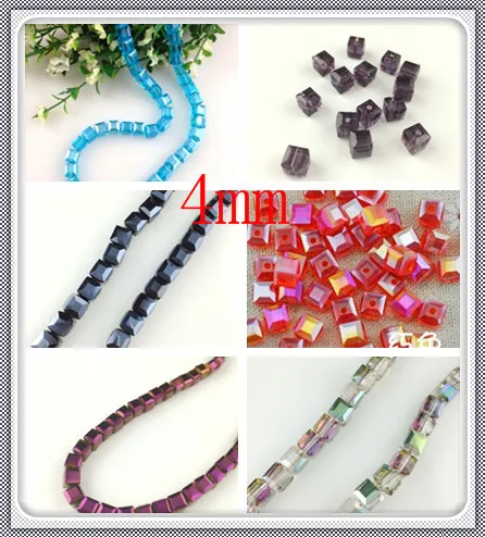 

Wholesale 1000Pcs 4mm Small Cube Glass Crystal Beads Square Crystal Glass Loose Spacer Beads For Jewelry Making DIY Beads