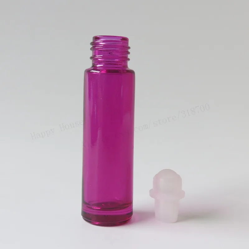 Rolo portátil vazio do vidro de rosa de 30x10ml na garrafa 1/3oz do rolo do perfume-na garrafa com uso plástico do óleo essencial das tampas