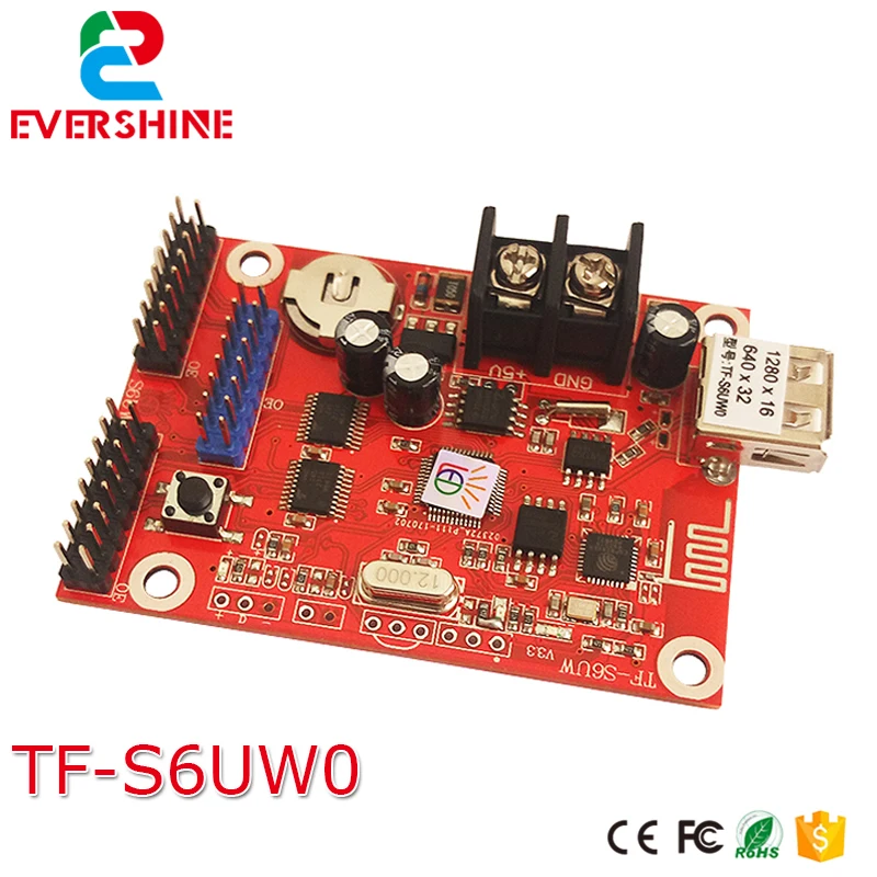 TF-S6UW0 LED Controller Card, WiFi + USB-Disk, cor única e dupla, uso para uso interno e externo